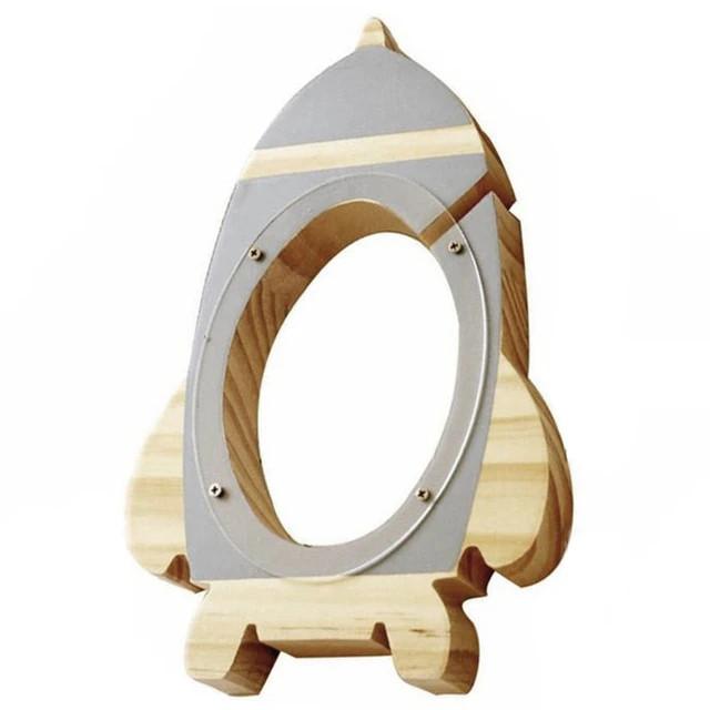 Tirelire En Forme De Fusée Spatiale Pour Enfants - Vert Morandi, Cadeau Unique Et Éducatif
