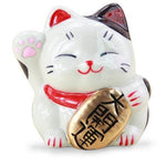 tirelire japonaise en ceramique chat porte bonheur maneki-neko koban patte droite levee