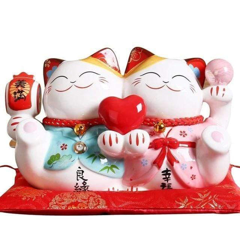 tirelire japonaise chat maneki neko pour couple cadeau mariage
