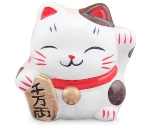 tirelire petit chat japonais avec koban en or et patte gauche levee